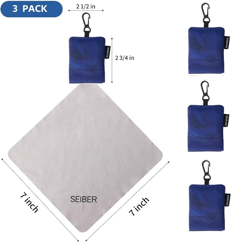 SEIBER Eyeglass Cleaning Microfiber Cloth,7 x 7 inch Glasses Cloth for Sunglasses,Laptops, Cameras,Screen- with Neoprene Pouch,Self-Closing Bottom(3PCS,Blue) - Image 3